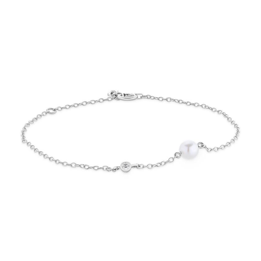 Bracelets & Bangles | Pearl Chain Pearl And Diamond Bracelet In 18Ct White Gold Bracelets & Bangles Bracelets & Bangles