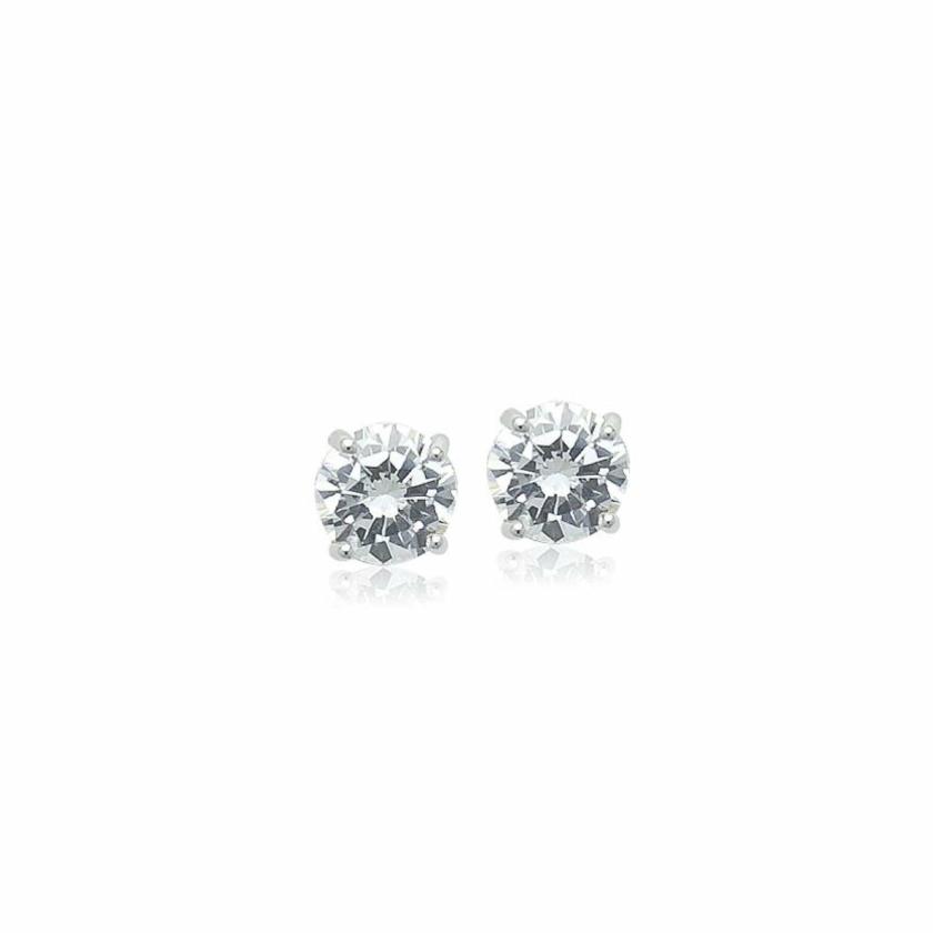 Earrings | 5Mm Cubic Zirconia Stud Earring, Rhodium Plated Earrings Earrings