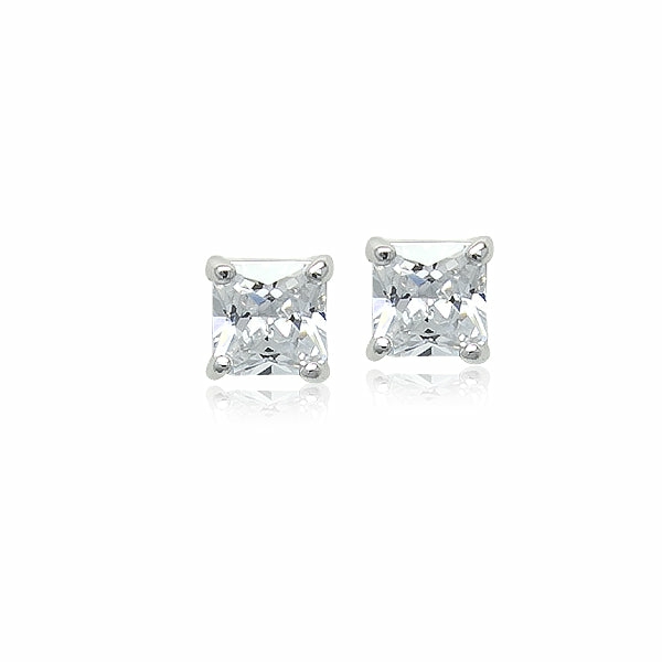 Earrings | 5Mm Princess Cut Cubic Zirconia Solitaire Stud Earring Earrings Earrings