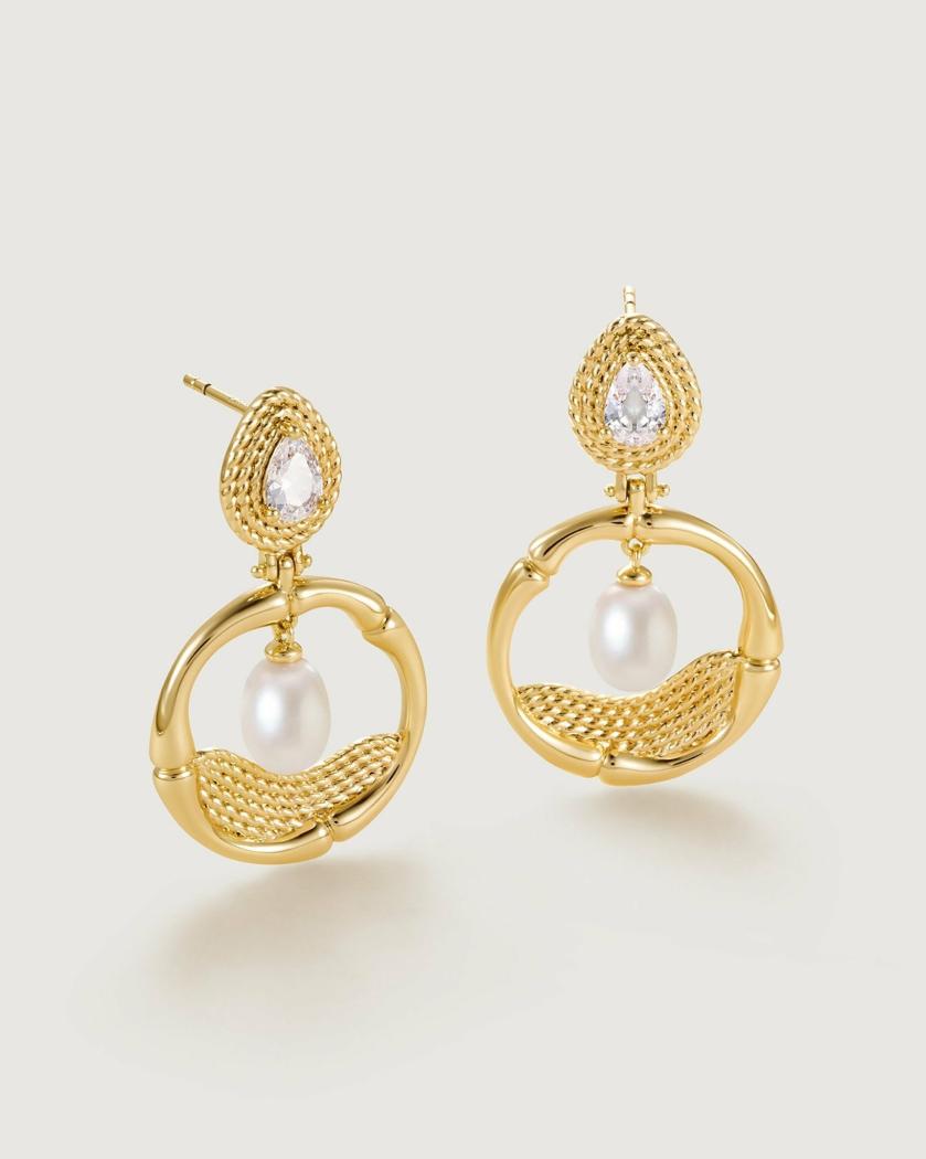 Earrings | Bamboo Drop Pearl Earring Earrings Earrings