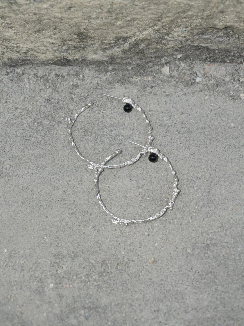 Earrings | Black Agate Hoops With Shell Finish Earrings Earrings