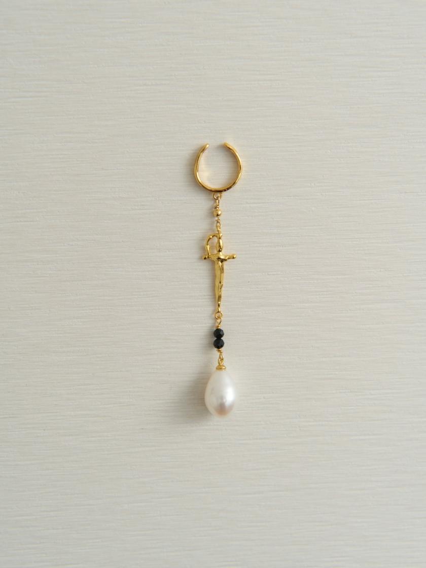 Earrings | Black Gemstone & Swrod Earring（Single） Earrings Earrings