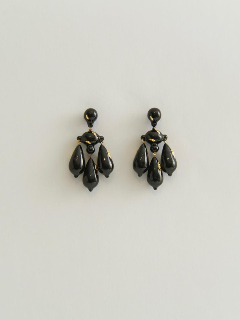 Earrings | Chandelier Enamel Earrings (Black & Gold) Earrings Black