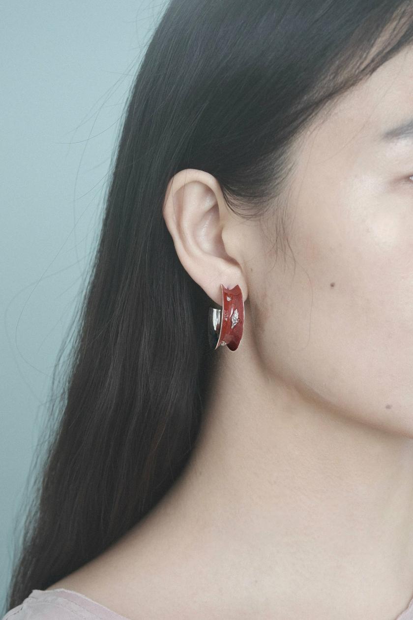 Earrings | Curved Red Enamel Earrings Earrings Earrings