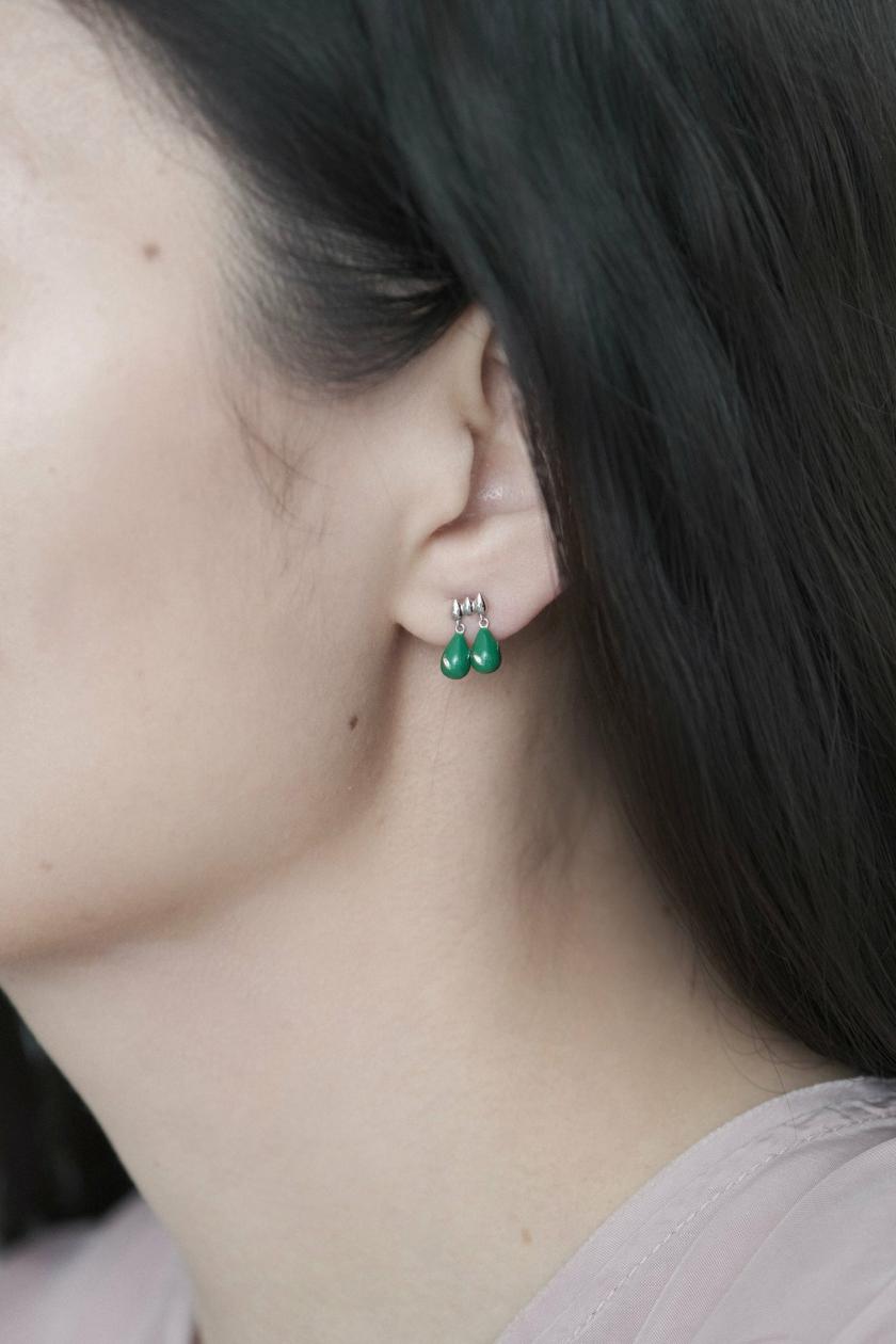 Earrings | Double-Layer Teardrop Green Enamel Earrings Earrings Earrings