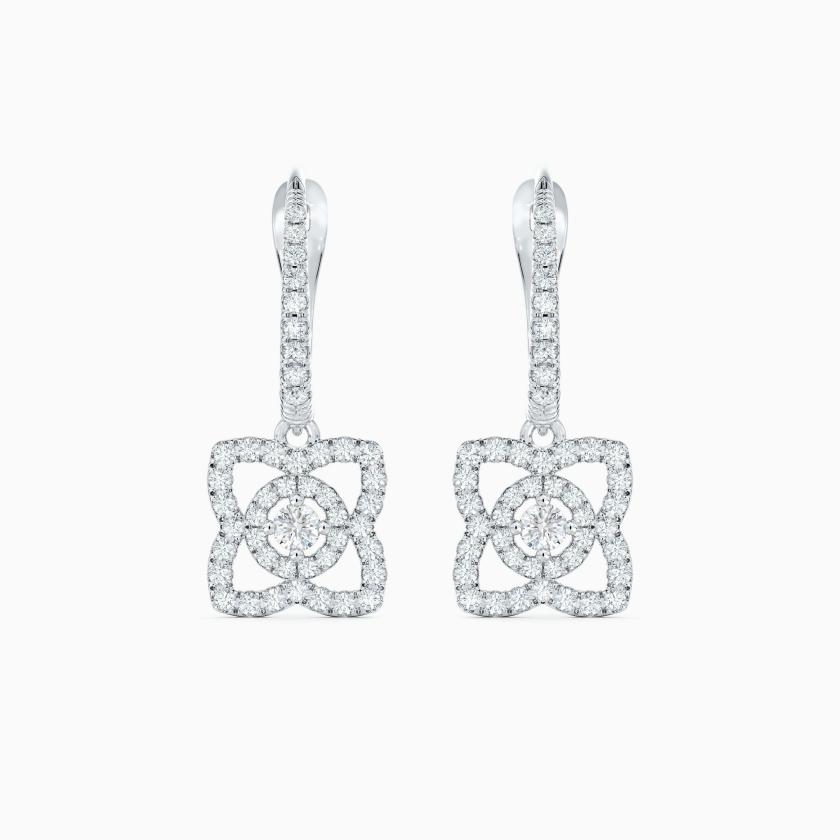 Earrings | Enchanted Lotus Sleepers In White Gold Earrings Earrings