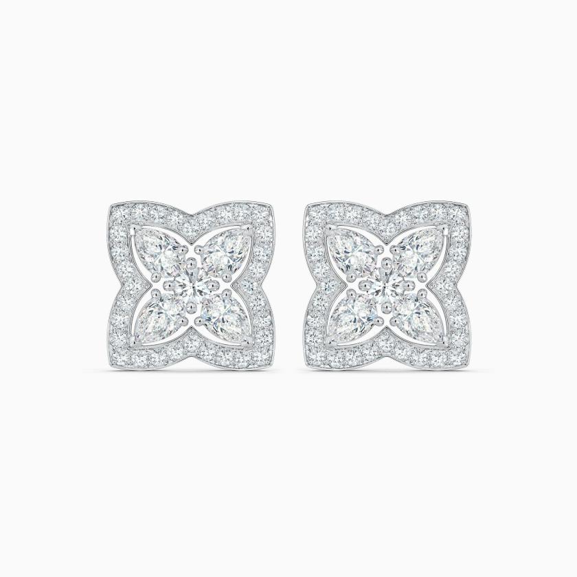 Earrings | Enchanted Lotus Stud Earrings In White Gold Earrings Earrings