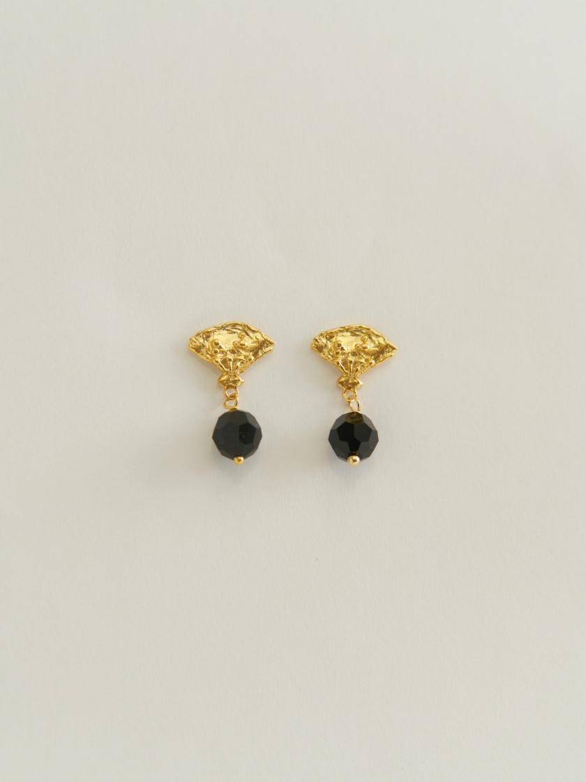 Earrings | Fan Earrings With Black Crystal Earrings Black