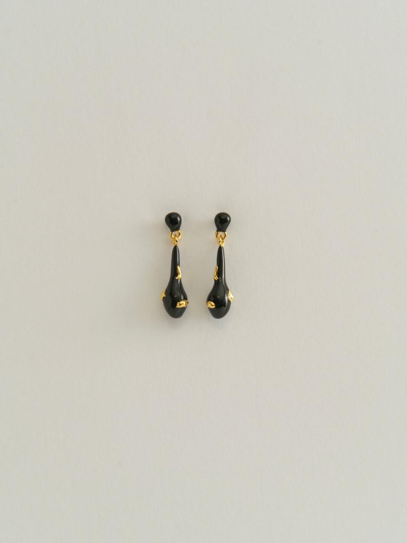 Earrings | Fine Teardrop Earrings With Black Enamel (Gold) Earrings Black