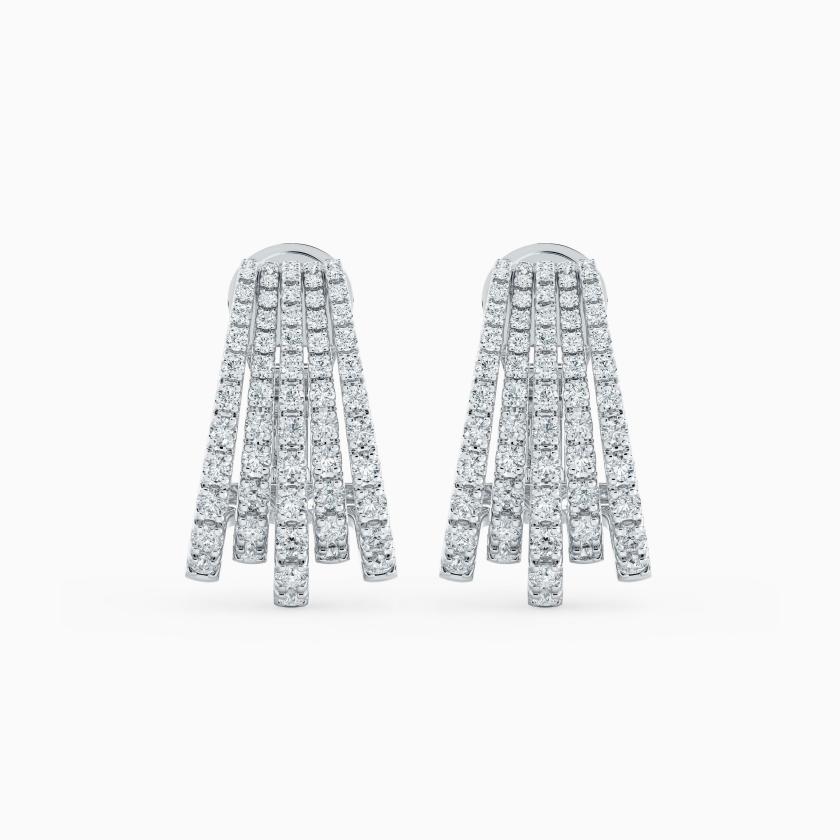 Earrings | Five Lines Earrings In White Gold With Diamonds Earrings Earrings