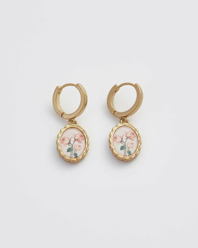 Earrings | Framed Roses Huggies Earrings Earrings