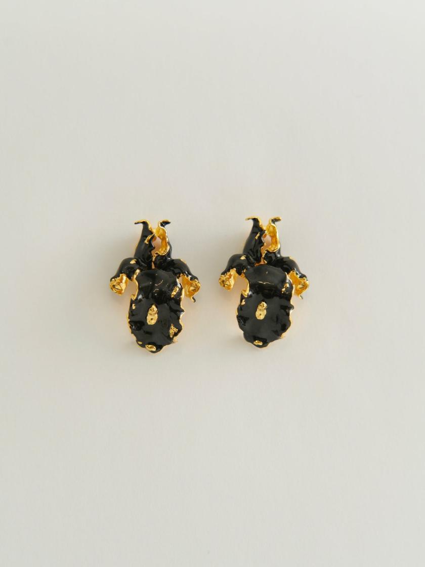 Earrings | Gold Enamel Iris Earrings (Single) Earrings Black