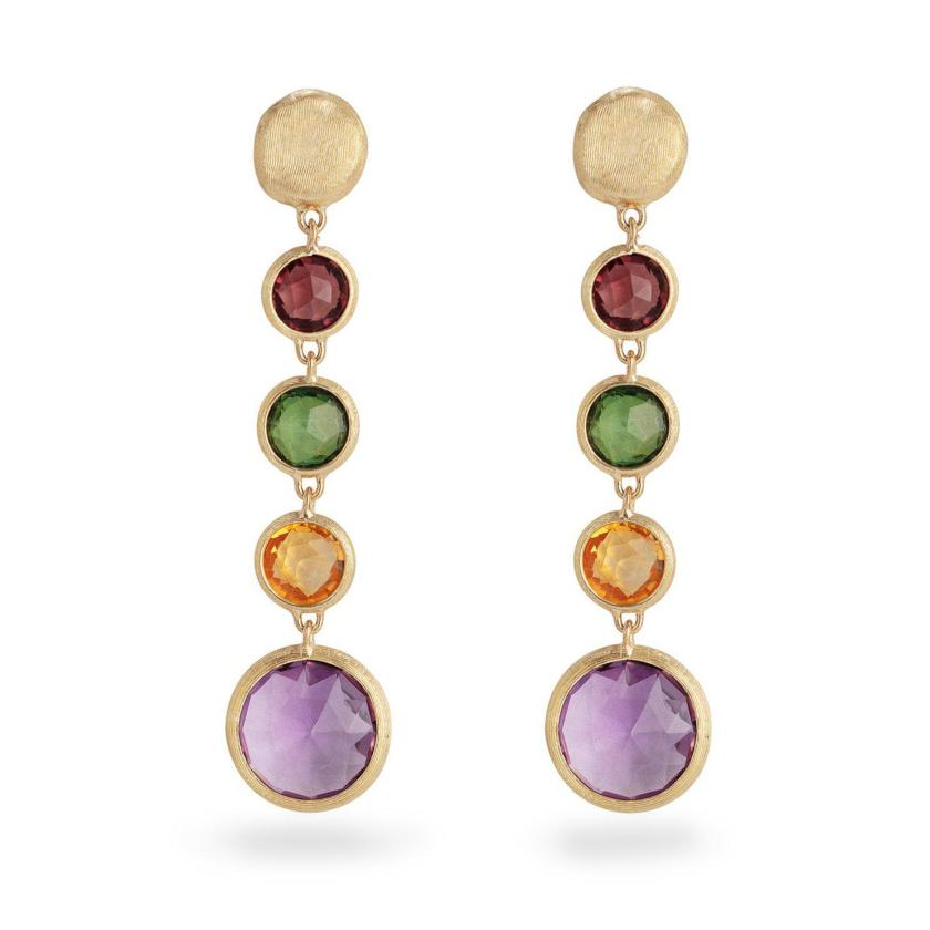 Earrings | Jaipur Colour Mixed Gemstone Drop Earrings In 18Ct Yellow Gold Earrings Earrings