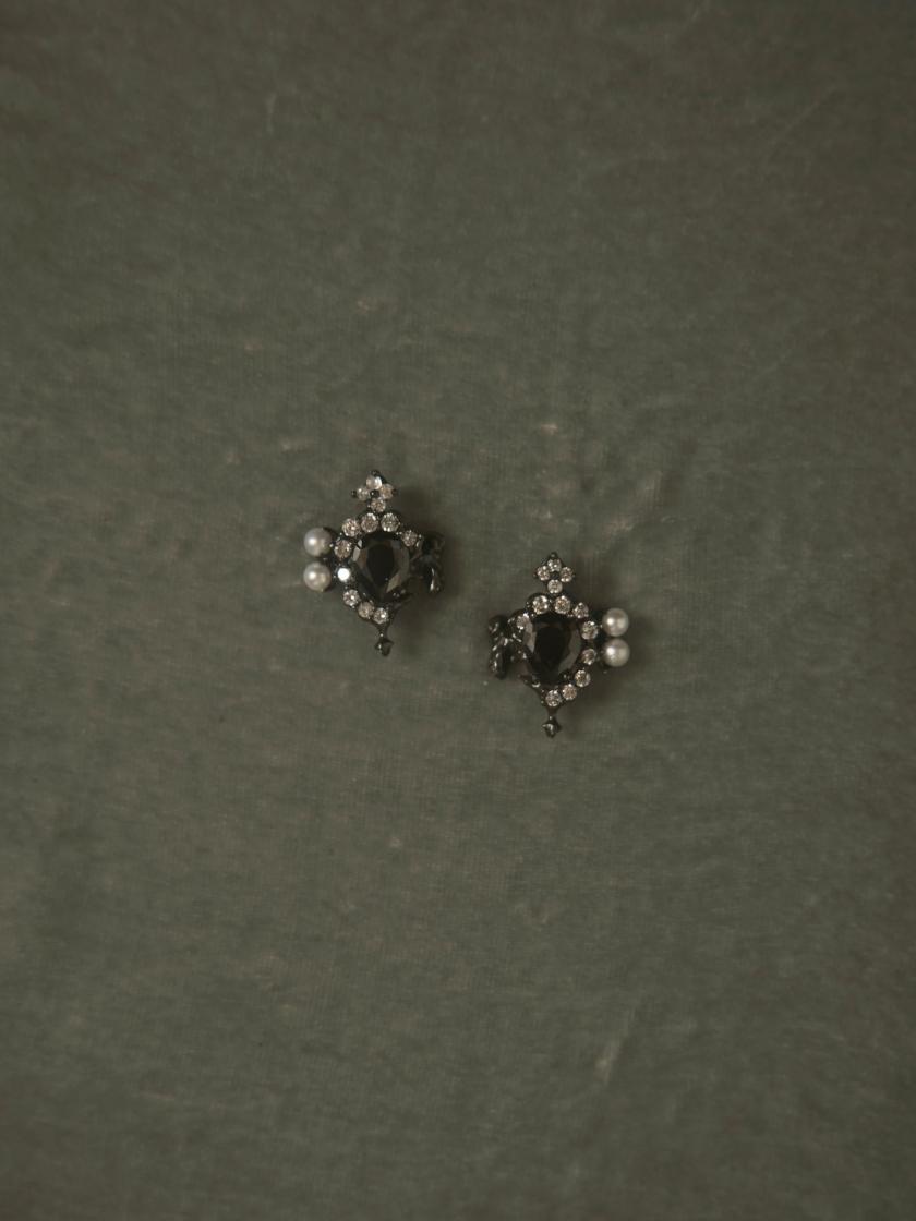 Earrings | Melted Pearl Earrings With Zircon (Black) Earrings Black