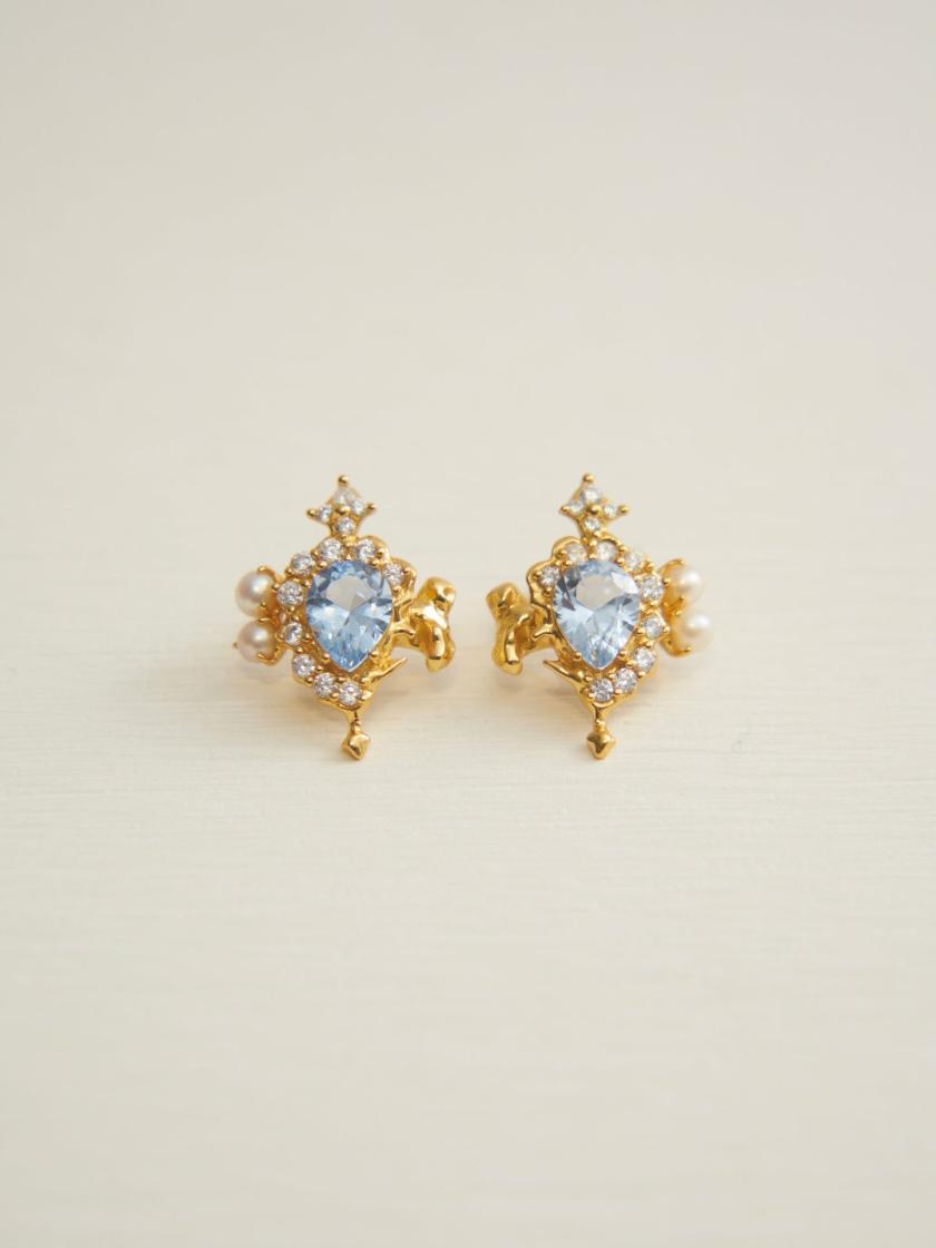 Earrings | Molten Zircon Gold Earrings (Light Blue) Earrings Earrings