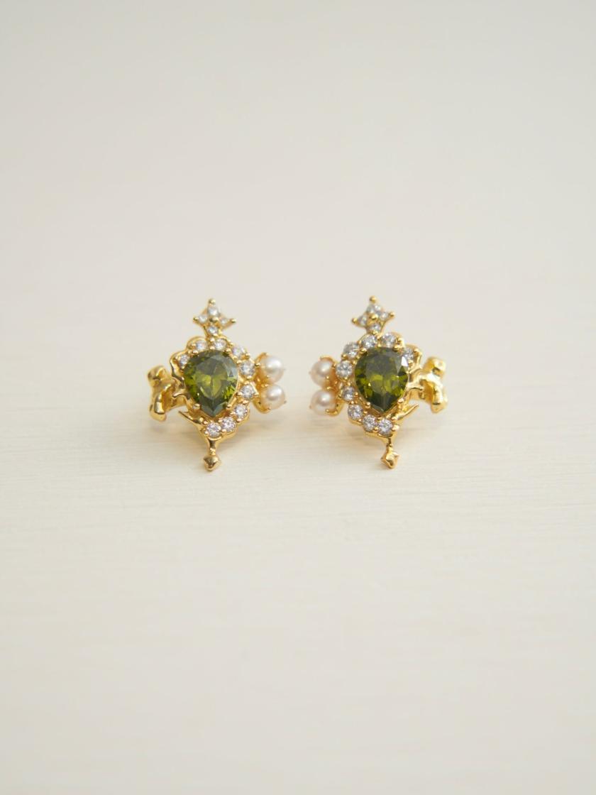 Earrings | Molten Zircon Gold Earrings (Olive) Earrings Earrings