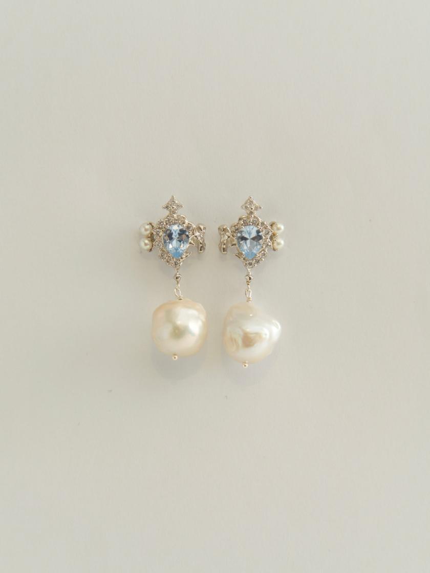 Earrings | Molten Zircon With Baroque Pearl Earrings (Light Blue) Earrings Earrings