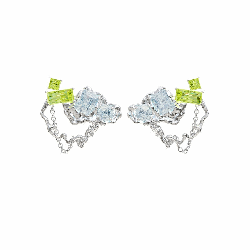 Earrings | Mumbling Blue-Green Zircon Chain Earrings Earrings Earrings