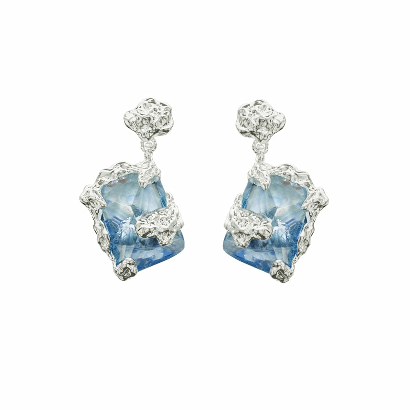 Earrings | Mumbling Blue Zircon Liquid Textured Stud Earrings Earrings Earrings