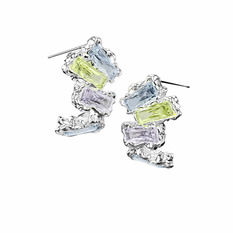 Earrings | Mumbling Multicolored Zirconia Panel Earrings Earrings Earrings