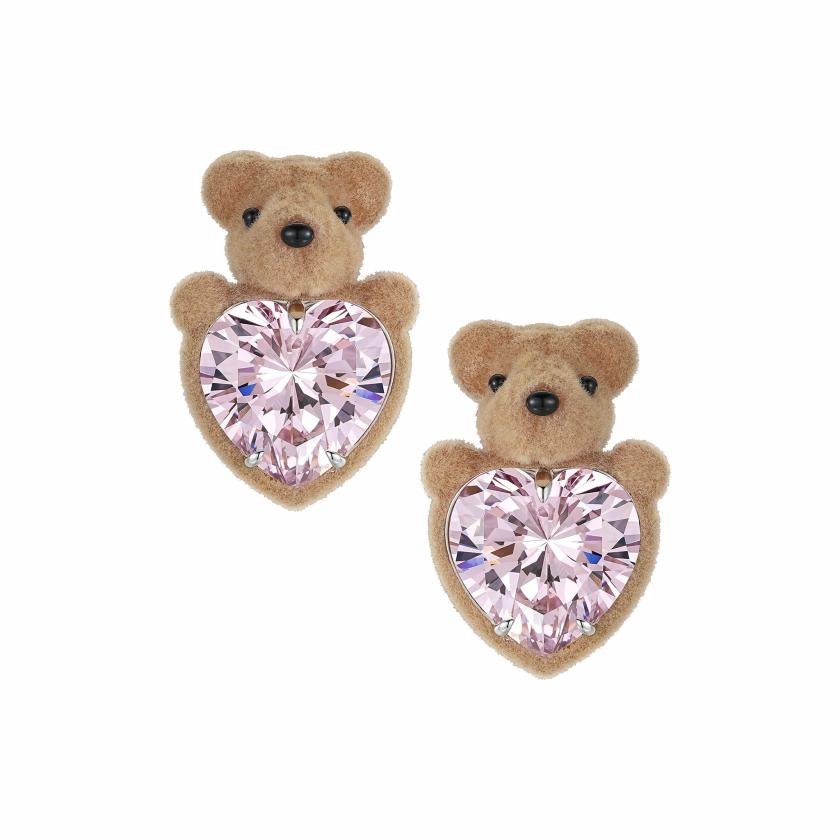 Earrings | Paradise / Flocked Bear Head Heart Earring Earrings Earrings