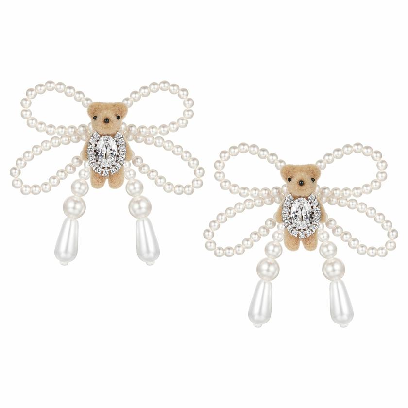 Earrings | Paradise / Mini Flocked Bear Pearl Bowknot Earring Earrings Earrings