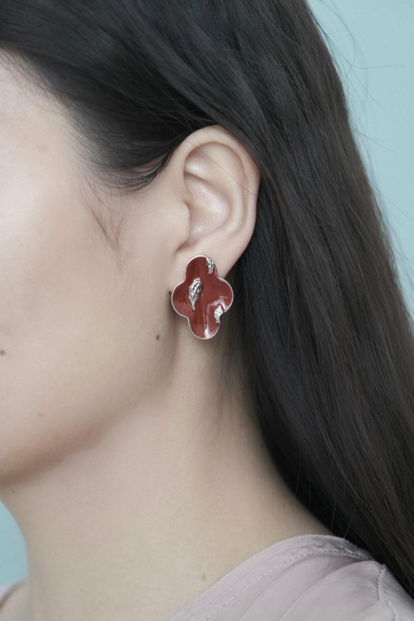 Earrings | Peony Red Enamel Earrings Earrings Earrings