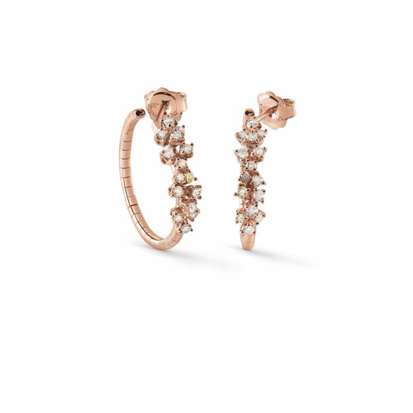 Earrings | Pink Gold Earring With White And Brown Diamonds Earrings Earrings