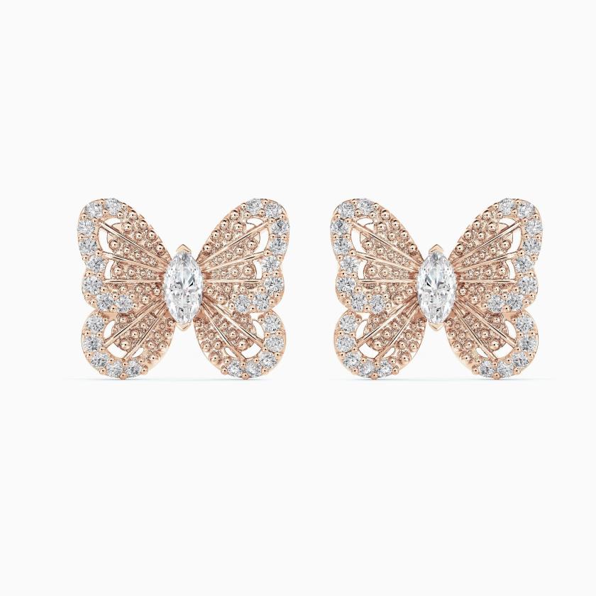 Earrings | Portraits Of Nature Butterfly Studs In Rose Gold Earrings Earrings