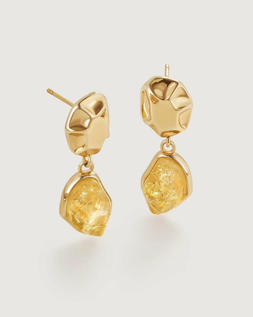 Earrings | Raw Crystal Drop Earring Earrings Citrine