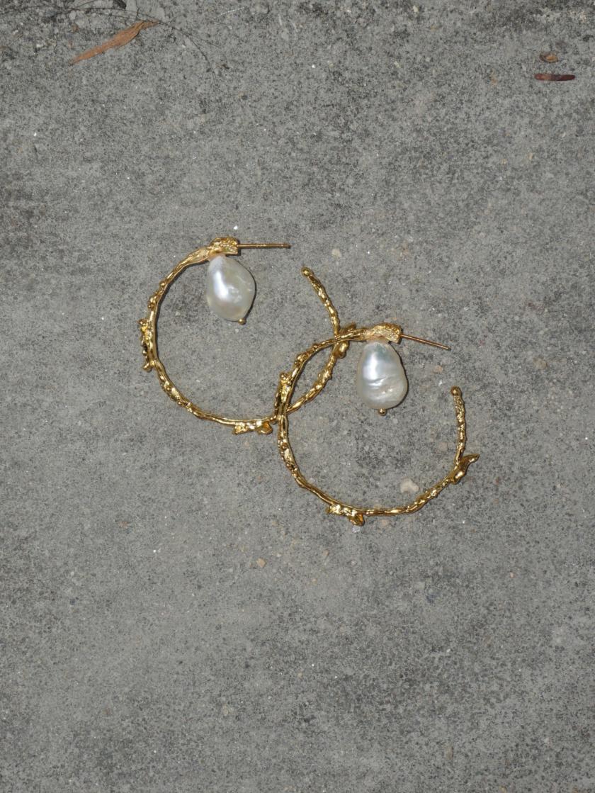 Earrings | Shaped Pearl Hoops With Shell Finish Earrings Earrings