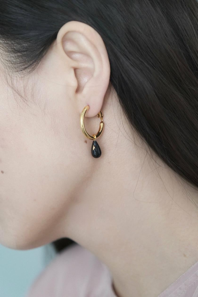 Earrings | Small Teardrop Black Enamel Hoop Earrings Earrings Earrings