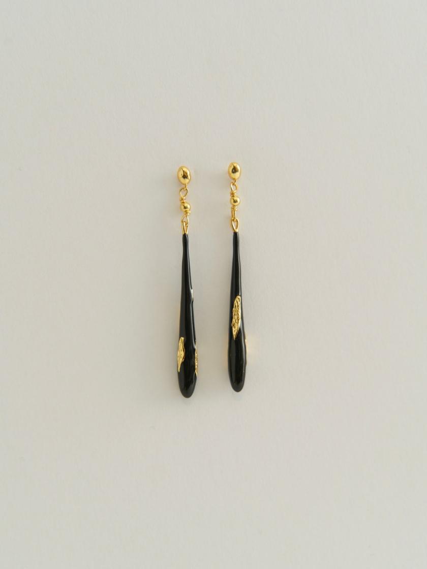 Earrings | Teardrop Earrings With Black Enamel (Gold) Earrings Black