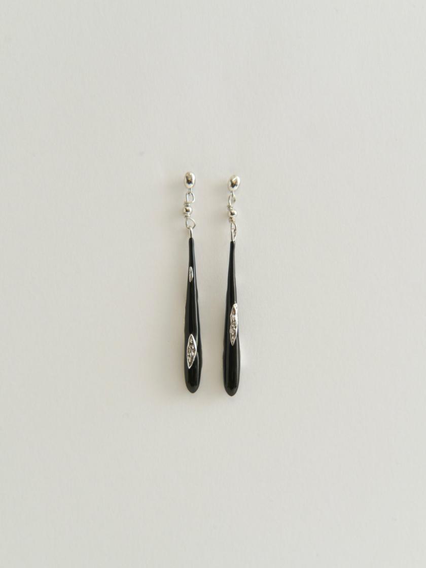 Earrings | Teardrop Earrings With Black Enamel (Silver) Earrings Black