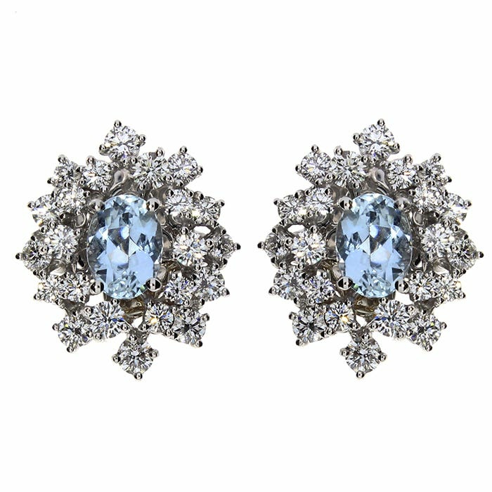 Earrings | White Gold, Aquamarine And Diamond Earrings Earrings Earrings