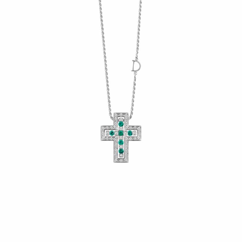 Men Collections | White Gold, Diamonds And Emeralds Necklace Jewelry Men Collections