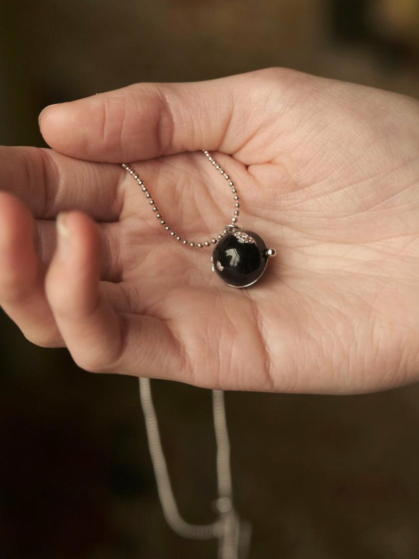 Necklaces | Black Enamel Ball Necklace With Hidden Pearls Jewelry Black