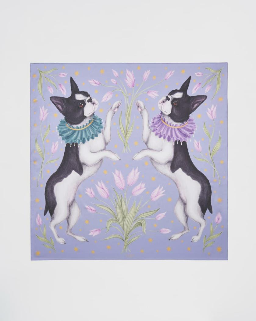 Necklaces | Catherine Rowe Pet Portraits Frenchie Lavender Silk Square Scarf Jewelry Necklaces