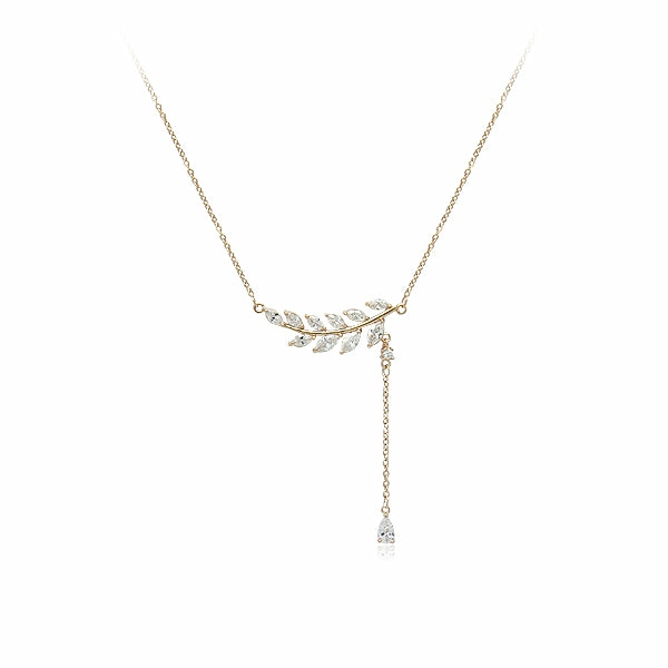 Necklaces | Cubic Zirconia Leaf Necklace Jewelry Necklaces