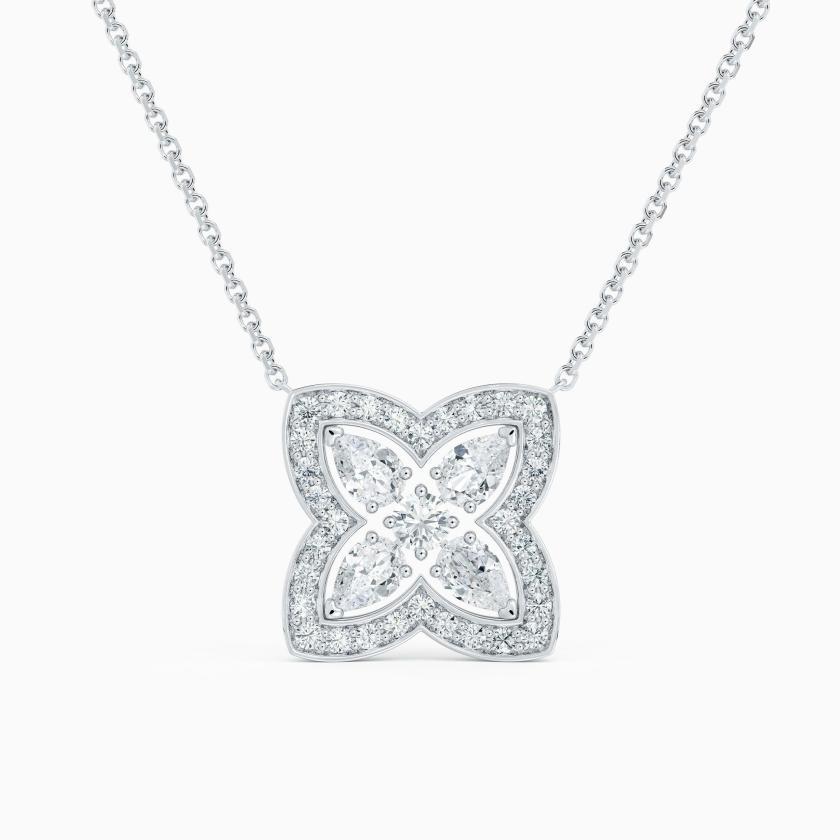 Necklaces | Enchanted Lotus Pendant In White Gold Jewelry Necklaces