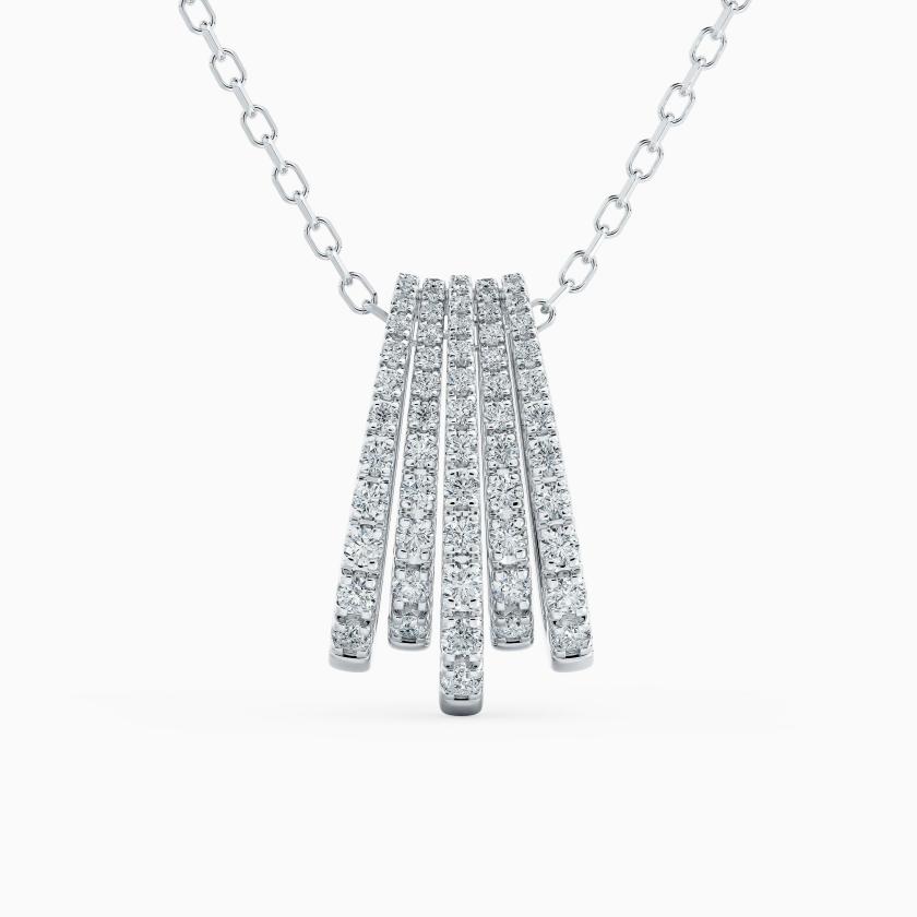 Necklaces | Five Lines Pendant In White Gold With Diamonds Jewelry Necklaces