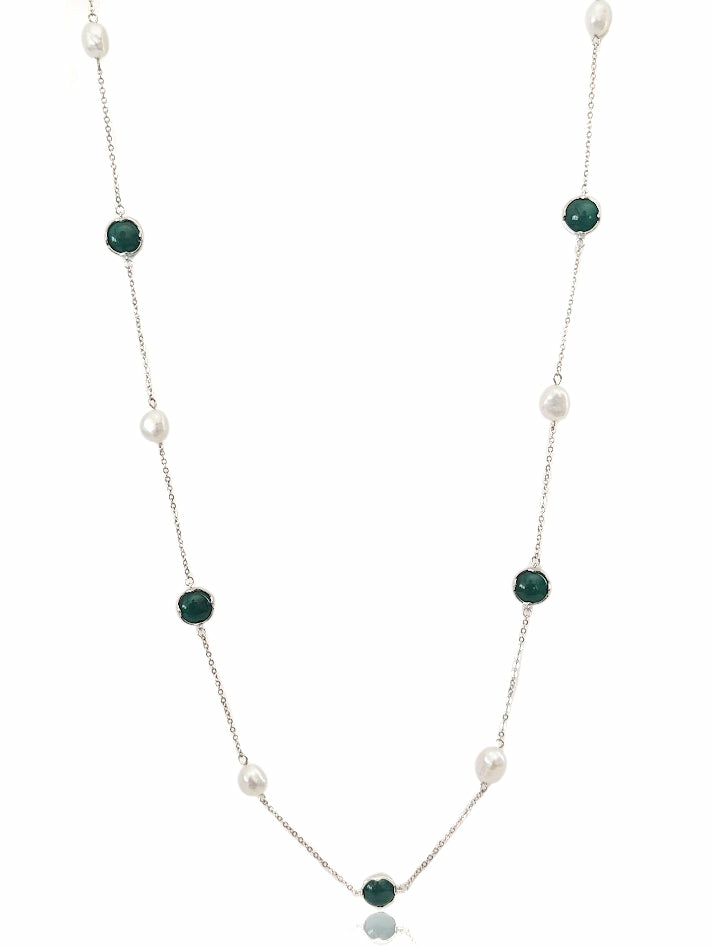 Necklaces | Freshwater Pearl Rhodium Chain Necklace Jewelry Necklaces