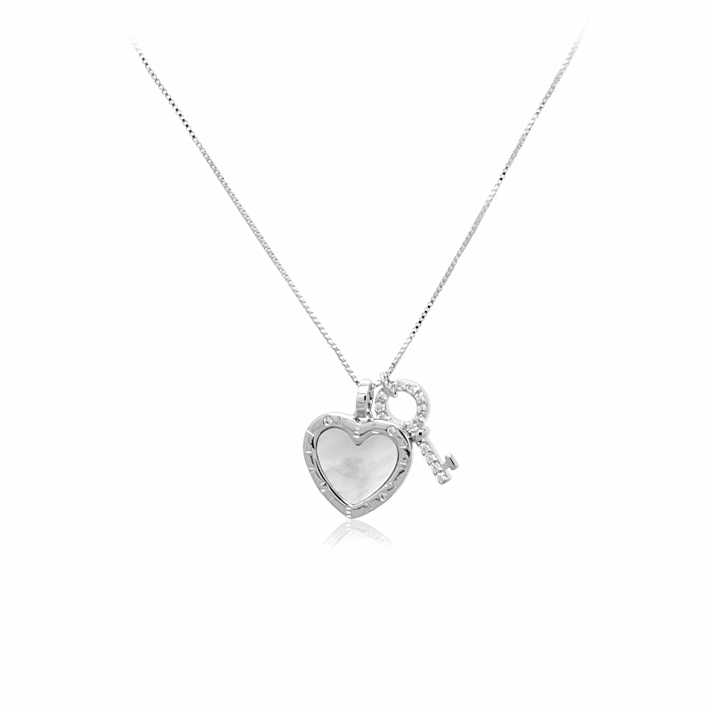 Necklaces | Heart & Key Mother Of Pearl Necklace Jewelry Necklaces