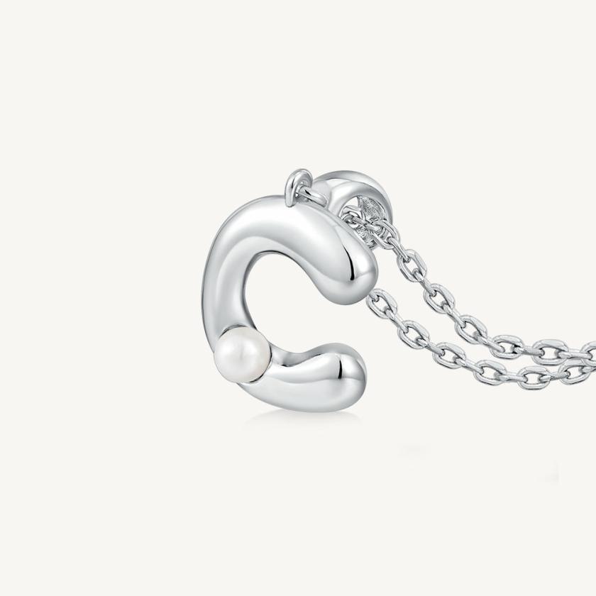 Necklaces | Imprint Sterling Silver Pearl Letter Pendant Necklace-C Jewelry Letter Necklaces