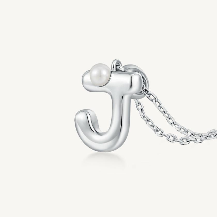 Necklaces | Imprint Sterling Silver Pearl Letter Pendant Necklace-J Jewelry Necklaces