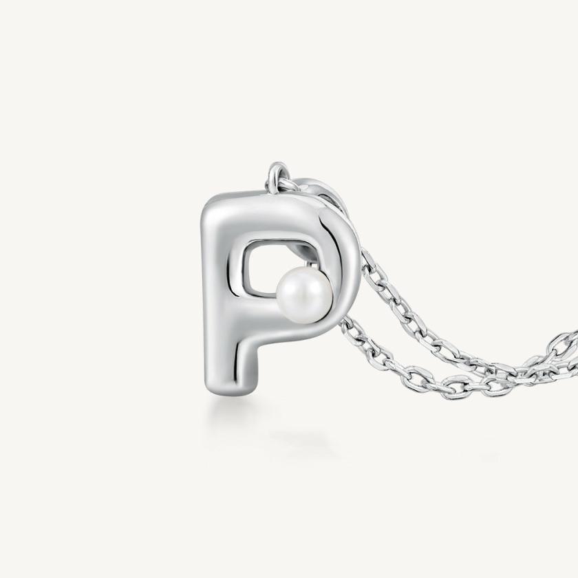 Necklaces | Imprint Sterling Silver Pearl Letter Pendant Necklace-P Jewelry Letter Necklaces