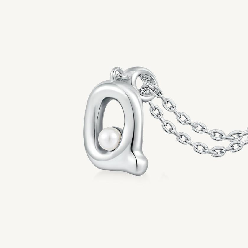 Necklaces | Imprint Sterling Silver Pearl Letter Pendant Necklace-Q Jewelry Letter Necklaces