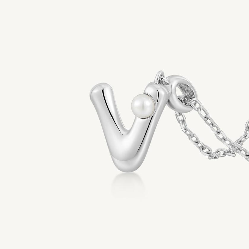 Necklaces | Imprint Sterling Silver Pearl Letter Pendant Necklace-V Jewelry Necklaces