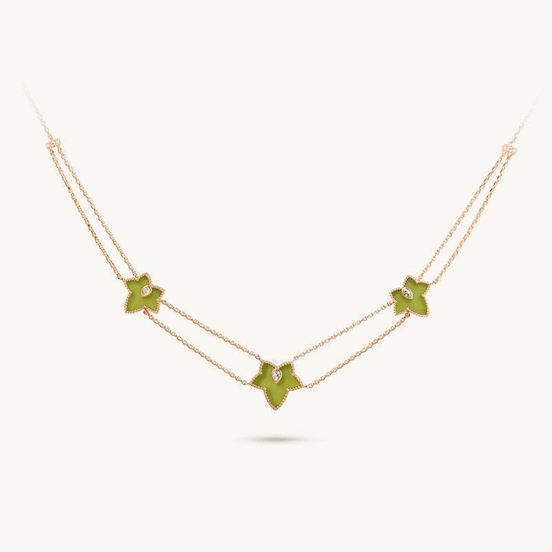 Necklaces | Ivy Green Onyx Bead Three-Leaf Necklace Jewelry Necklaces