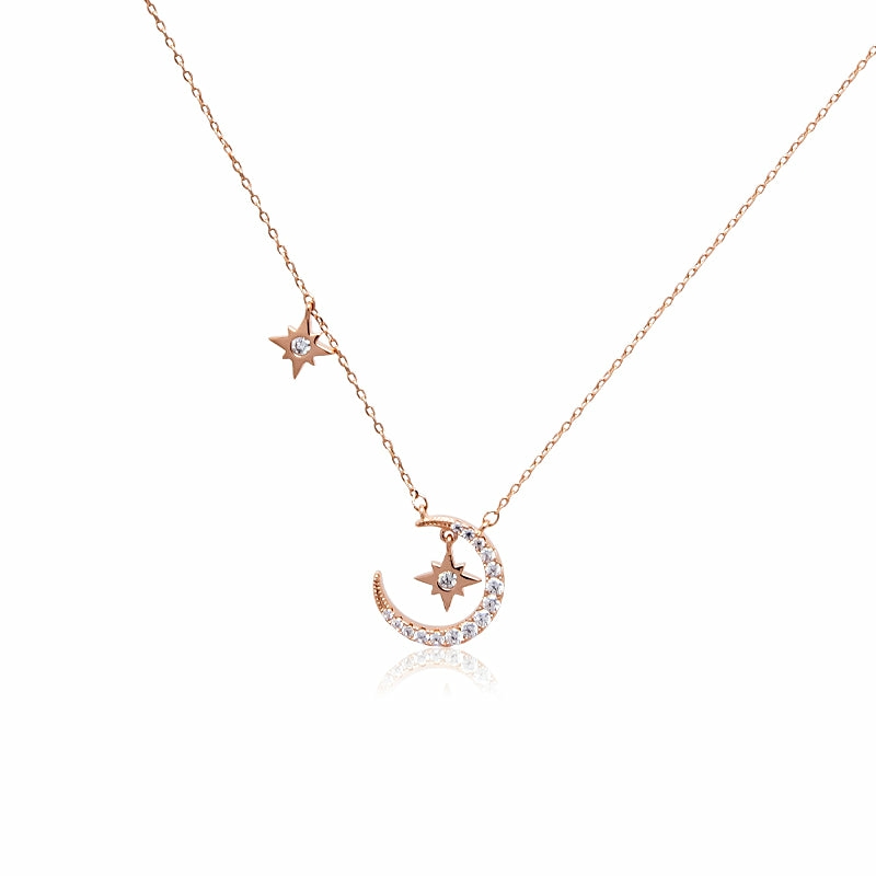 Necklaces | Moon & Star Cubic Zirconia Necklace Jewelry Necklaces